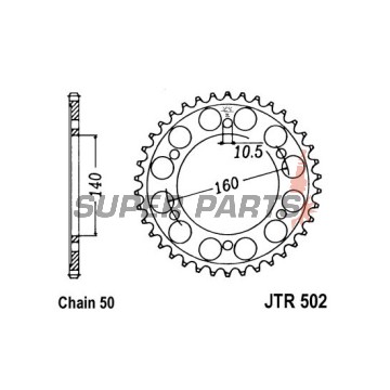 Πίσω γρανάζι -JT- JTR502,49, 49 δόντια, ατσάλινο, Kawasaki GPX 750 1987-1988, GPZ 1100 1995-1998, GPZ 750 1987, GPZ 900 1984-1996, ZR 1100 1997-1998, ZX 1000 1988-1990, ZX 1100 1990-2001, ZZR 1100 1990-2001