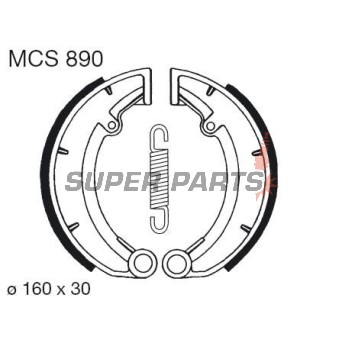 Σιαγόνες φρένων -TRW- MCS890, 160x30mm, MZ/MUZ ETZ 250/251/301 Fun, Saxon 125/150/500 Country, Silver/Red Star 500, TS 125 (1973-2000)