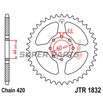 Πίσω γρανάζι -JT- JTR1832,52, 52 δόντια, ατσάλινο, Yamaha DT 50 1999-2002