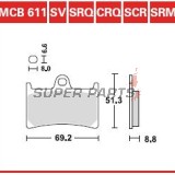 Τακάκια φρένων -TRW- MCB611SCR, αγωνιστικά, Yamaha BT Bulldog 1100, FJ-09 900, FJR 1300, FZ1 1000, FZ6 600, FZ8 800, FZS Fazer 600/1000, MT-01/07/09/10, TDM 900, XJR 1300, Tmax 530, XSR 700/900, XT 1200, XV 1700/1900, YZF/R1/R6/R7 600-1000 - 1996-2024