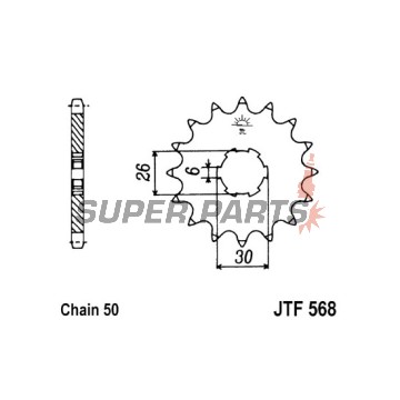 Μπροστινό γρανάζι -JT- JTF568,18, 18 δόντια, Yamaha XS 500 1976-1977, XS 650 1975-1983