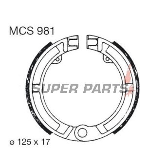 Σιαγόνες φρένων -TRW- MCS981, 125x17mm, Honda CN Helix 250, Piaggio Ape 50/150/175, Vespa PK/PX/Primavera 50-125, Vespa Classic Vespa 125/150 (1951-2000)