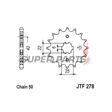 Μπροστινό γρανάζι -JT- JTF278,18, 18 δόντια, Honda CJ 250 1976-1979, CJ 360 1978, CM 450 1982-1983