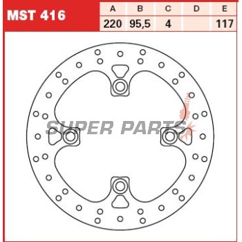 Δίσκος φρένου -TRW- MST416, 220mm, Yamaha YFM Grizzly 700/700F Auto 4x4 EPS, LE, SE (2006-2018)