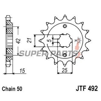Μπροστινό γρανάζι -JT- JTF492,15, 15 δόντια, Ducati Pantah 500/600 1980-1984