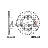 Πίσω γρανάζι -JT- JTR245/2,38, 38 δόντια, ατσάλινο, Gilera RC 600 1989-1992, Honda CB 250 1982-1984, 1996-2001, NSR 250 1986-1987, NX 250 1988-1990, VTR 250 1998, 2009-2012, VTZ 250 1988, XL 350 1984-1987, XL 500 1979-1981, XL 600 1983-1987
