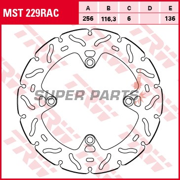 Δίσκος φρένου -TRW- MST229RAC, 256mm, Honda CRF Africa Twin 1000L/1100L (2015-2022)