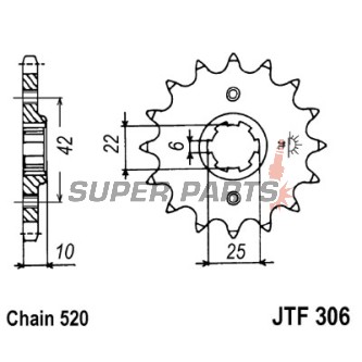 Μπροστινό γρανάζι -JT- JTF306,14, 14 δόντια