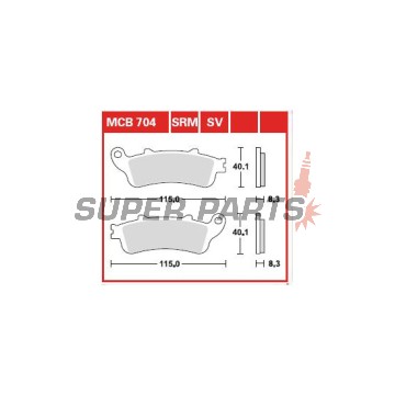 Τακάκια φρένων -TRW- MCB704SRM, sintered, Aprilia Leonardo, Honda Blackbird/Silver Wing/Gold Wing/Deauville/VFR/Varadero/VTX, Kawasaki Vulcan 650, Malaguti Ciak, Peugeot Looxor (1985-2020)