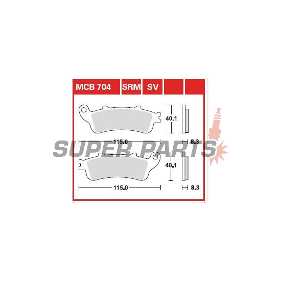 Τακάκια φρένων -TRW- MCB704SRM, sintered, Aprilia Leonardo, Honda Blackbird/Silver Wing/Gold Wing/Deauville/VFR/Varadero/VTX, Kawasaki Vulcan 650, Malaguti Ciak, Peugeot Looxor (1985-2020)