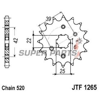 Μπροστινό γρανάζι -JT- JTF1265,15, 15 δόντια, Honda XL 250 1972-1977