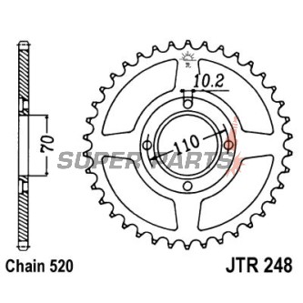 Πίσω γρανάζι -JT- JTR248,44, 44 δόντια, ατσάλινο, Honda CB 250 1980-1983