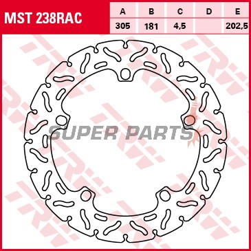 Δίσκος φρένου -TRW- MST238RAC, 305mm, BMW K1200RS (1996-2000)/R1100S (1996-2003)/R1200GS-Adventure (2004-2014)/R1200GS LC-Adventure LC (2013-2014)