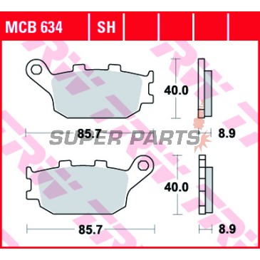 Τακάκια φρένων -TRW- MCB634, Honda CB/CBF/CBR/CMX/CRF/NC/NT/VT/VTR/VTX/XL 500-1100cc (1992-2025); Kawasaki EN/EX/KLV/KLZ/Z 650-1000cc (2004-2024); Suzuki DL/GSF/GSR/GSX/GSX-S/SV 650-1250cc (2002-2025); Yamaha FZ/FJ/MT/XJ6/XSR/YZF-R 600-1000cc (2003-2019)