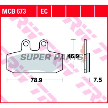 Τακάκια φρένων -TRW- MCB673, Honda CMX Rebel 250 (1997-1999), SJ Bali 50/100 (1993-2000), Simson Schikra 125 (1999-2000)