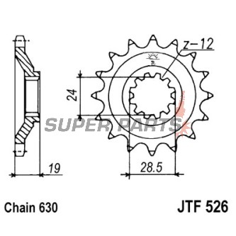 Μπροστινό γρανάζι -JT- JTF526,15, 15 δόντια, Kawasaki GPZ 1000 1986-1989