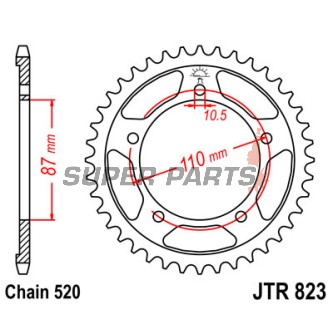 Πίσω γρανάζι -JT- JTR823,49, 49 δόντια, ατσάλινο, Suzuki GS 500 1988-2010, GSF 250 1990-2000, GSX 250 1991-1993, GW 250 2012-2017, SFV 650 2009-2015, SV 650 2016-2019