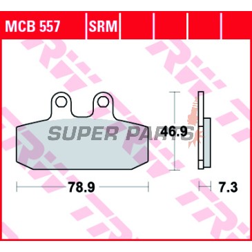 Τακάκια φρένων -TRW- MCB557SRM, sintered, Aprilia Atlantic/Scarabeo/Sportcity 125-500, Leonardo 250-300, Tuareg 125-600, Cagiva Blues/Mito/Roadster 50-200, Gilera Dakota/ER/XRT 125-600, Honda NSR/CRM/XL 125, Malaguti Spider Max 500, Peugeot Speedake 50, S