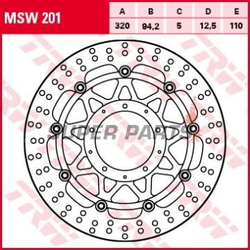 Δίσκος φρένου -TRW- MSW201, 320mm, Honda VFR1200F V4/DCT/ABS (2010-2015)