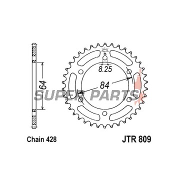 Πίσω γρανάζι -JT- JTR809,55, 55 δόντια, ατσάλινο, Suzuki TF 100/185 1981, TF 125 1979-2011