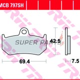Τακάκια φρένων -TRW- MCB797SH, MV Agusta Brutale 910/920/989R/990R/1078R/1090R-RR, F4 750/1000/1078RR