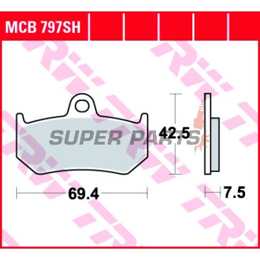 Τακάκια φρένων -TRW- MCB797SH, MV Agusta Brutale 910/920/989R/990R/1078R/1090R-RR, F4 750/1000/1078RR
