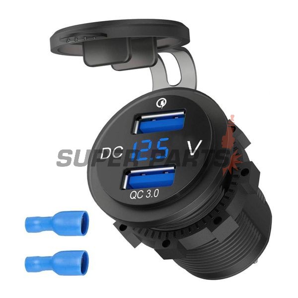 Αντάπτορας, αναπτήρας τσιγάρων -4 RIDE- 12V, 2xUSB 3.0 + βολτόμετρο, 2 pin - universal