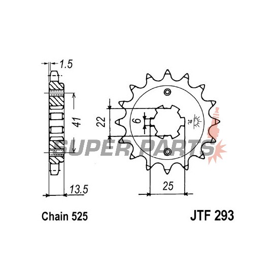 Μπροστινό γρανάζι -JT- JTF293,14, 14 δόντια, Honda VT 600 1988-1989, XL 600 1987