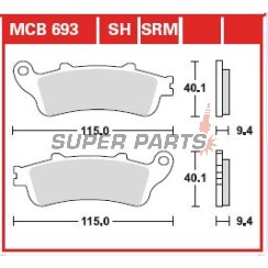 Τακάκια φρένων -TRW- MCB693SRM, sintered, Aprilia ETV/RS/RSV/SL/Tuono + Benelli TnT/Tornado/TreK + Ducati 748-1198/Monster/SS/ST2 + Honda FES/ST + Moto Guzzi Breva/Nevada/V7 + Rieju MRT/SMX/Tango (1997-2010)