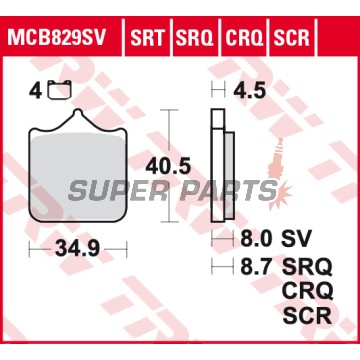 Τακάκια φρένων -TRW- MCB829SV, BMW S1000RR/S1000R (2009-2018)