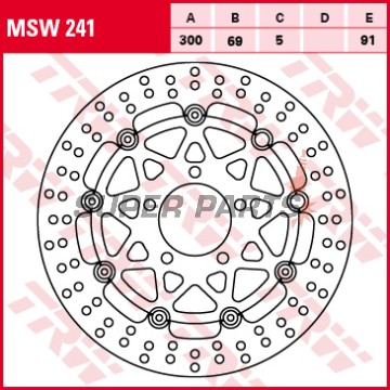 Δίσκος φρένου -TRW- MSW241, 300mm, Suzuki GSX-R600, GSX-R750, GSX-R1000 (2003-2005)