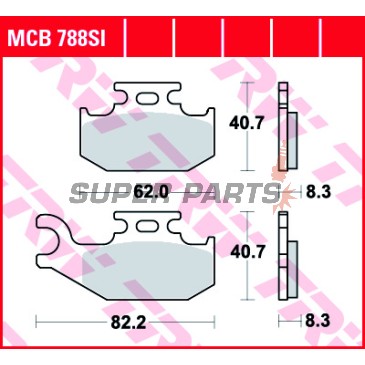 Τακάκια φρένων -TRW- MCB788SI, Suzuki LT-A KingQuad 400/450/500/700/750 (2005-2017), Suzuki LT-F KingQuad 400 (2008-2016)
