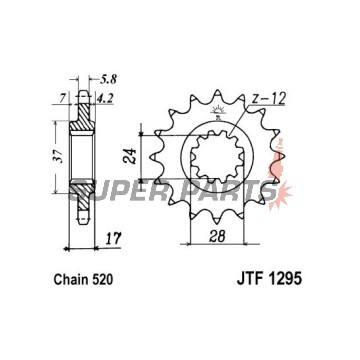 Μπροστινό γρανάζι -JT- JTF1295,15, 15 δόντια, Honda CBR 600 1991-1992