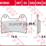 Τακάκια φρένων -TRW- MCB683, Aprilia Pegaso/RS/RSV, Benelli TnT/Tornado, BMW F/G/R nineT, Cagiva Raptor, Ducati Monster/Multistrada/SS, KTM Duke/LC4/SM, Moto Guzzi, Yamaha XT 660X