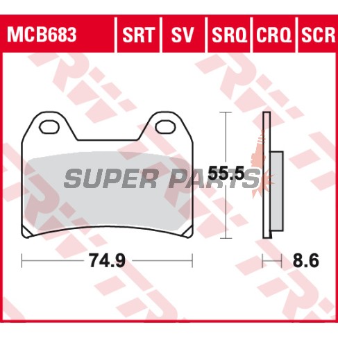 Τακάκια φρένων -TRW- MCB683, Aprilia Pegaso/RS/RSV, Benelli TnT/Tornado, BMW F/G/R nineT, Cagiva Raptor, Ducati Monster/Multistrada/SS, KTM Duke/LC4/SM, Moto Guzzi, Yamaha XT 660X