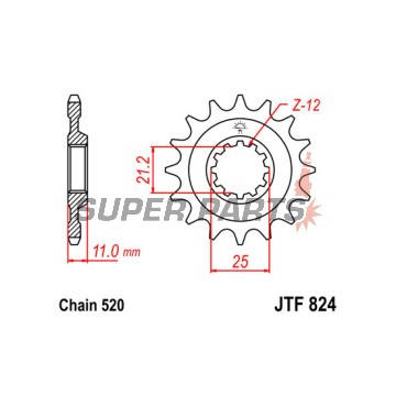 Μπροστινό γρανάζι -JT- JTF824,17, 17 δόντια, Husqvarna CR 125/250 2000-2005, SM 450 2005-2010, SM 510 2004-2010, SM 530 2008-2009, SM 570 2001-2004, SM 610 1998-2010, SM 630 2010, SMR 450 2003-2010, SMS 630 2010-2011, TC 250 2002-2008