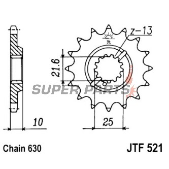 Μπροστινό γρανάζι -JT- JTF521,15, 15 δόντια, Kawasaki Z 1000 1981, Z 1015 1974, 1977-1980, Z 900 1976