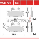 Τακάκια φρένων -TRW- MCB734EC, Aprilia SX/Tuono 50, Beta Alp, CPI GTS, Derbi GP1/Mulhacen/Senda, Gas Gas Pampera, KTM EXC 125, Malaguti Madison, Peugeot Elyseo/Elystar/Satelis, Piaggio Beverly/GT, Yamaha DT/TZR/XT (1999-2018)