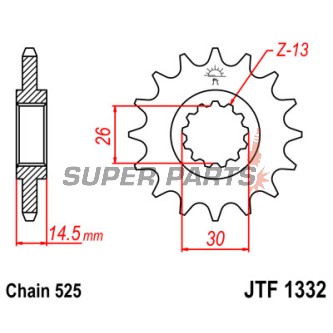 Μπροστινό γρανάζι -JT- JTF1332,17, 17 δόντια, Honda CB 1000 2018-2020, CB 400 1991, CB 500 1994-2003, CB 750 1991-2003, CB-1 400 1989-1991, GB 500 1989-1990, NTV 650 1988-1991, RVF 750 1994-1998, VFR 800 2014-2017, VT 600 1990-2000