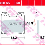 Τακάκια φρένων -TRW- MCB725SH, Yamaha FZS Fazer, XJR 1300/SP/Racer - 1000-1300cc, 2001-2016