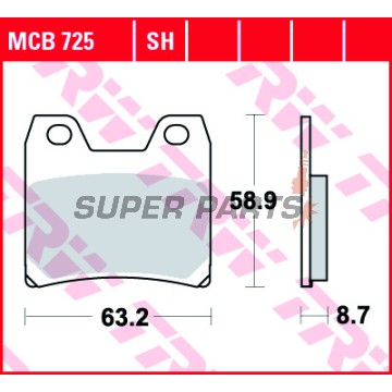 Τακάκια φρένων -TRW- MCB725SH, Yamaha FZS Fazer, XJR 1300/SP/Racer - 1000-1300cc, 2001-2016