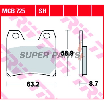 Τακάκια φρένων -TRW- MCB725SH, Yamaha FZS Fazer, XJR 1300/SP/Racer - 1000-1300cc, 2001-2016