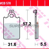 Τακάκια φρένων -TRW- MCB578, Aprilia AF1/RS/RX/SX/Tuono/Tuareg 50, Cagiva Aletta/Elefant/W8 125-200, Derbi GPR 50/75, Fantic Caballero/Koala/Raider, KTM SX 60/65, Malaguti Centro/F15 Firefox 50, Simson Schikra/Sperber 50/125, Yamaha DT 50R