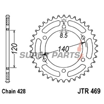 Πίσω γρανάζι -JT- JTR469,44, 44 δόντια, ατσάλινο, Kawasaki KV 175 1981-1987, 1989