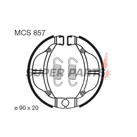 Σιαγόνες φρένων -TRW- MCS857, 90x20mm, Kawasaki KLX 110 (2002-2018), KX 80, Suzuki RM 60 (2003-2005)