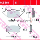 Τακάκια φρένων -TRW- MCB560SI, Kawasaki KEF300 Lakota/Lakota Sport (1995-2003), KFX250/KSF250 Mojave (1987-2004), KXF250 Tecate (1987-1989)