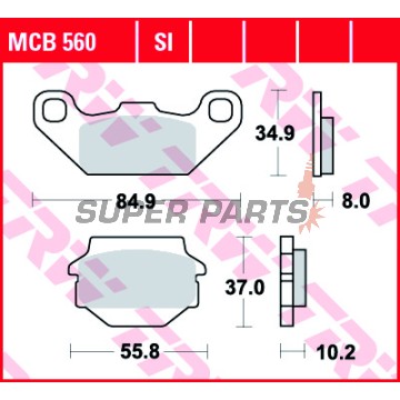 Τακάκια φρένων -TRW- MCB560SI, Kawasaki KEF300 Lakota/Lakota Sport (1995-2003), KFX250/KSF250 Mojave (1987-2004), KXF250 Tecate (1987-1989)