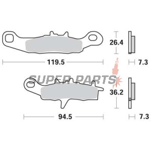Τακάκια φρένων -TRW- MCB697SI, Kawasaki KFX 700 V-Force; KL/KLX/KLR 250; KX 80/85/100; Suzuki RM 85/85L/100
