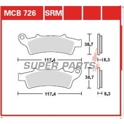 Τακάκια φρένων -TRW- MCB726SRM, sintered, Aprilia Atlantic/Scarabeo/Sportcity (125-500, 2003-2015); Kymco People 125i GT; Malaguti Madison 250/400; Peugeot Elyseo 125; Piaggio Beverly 350