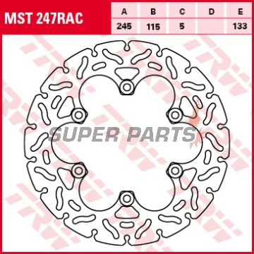 Δίσκος φρένου -TRW- MST247RAC, 245mm, Ducati Monster 750 + Yamaha FZR/FZS/RD/TDM/TRX/XJ/XJR/XT/YP/YZF/R1 (1984-2016)